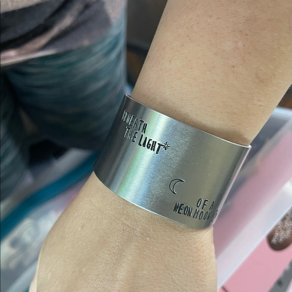 Neon moon stamped bracelet